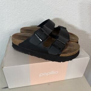 Birkenstock Papillio Arizona Grooved Platform Sandal Black Casual Boho Hippie